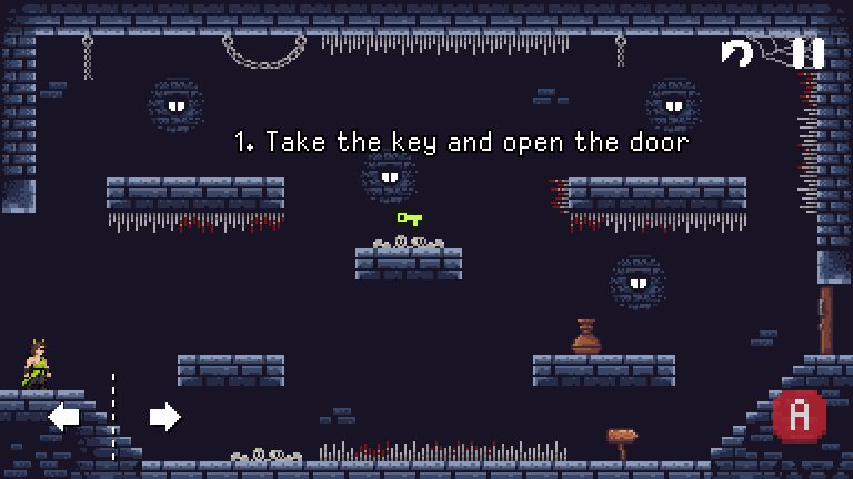 Actual VLADCAT ESCAPE gameplay: a catguy, floating platforms, spikes, a key and an exit in the Void Ruins
